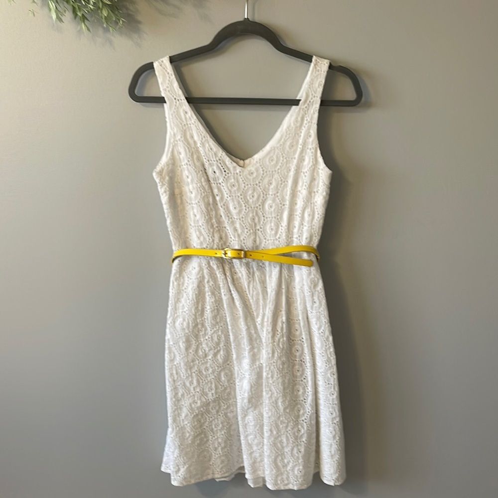 EUC AGB Dress Fit and Flare White Cotton Dress Size 6